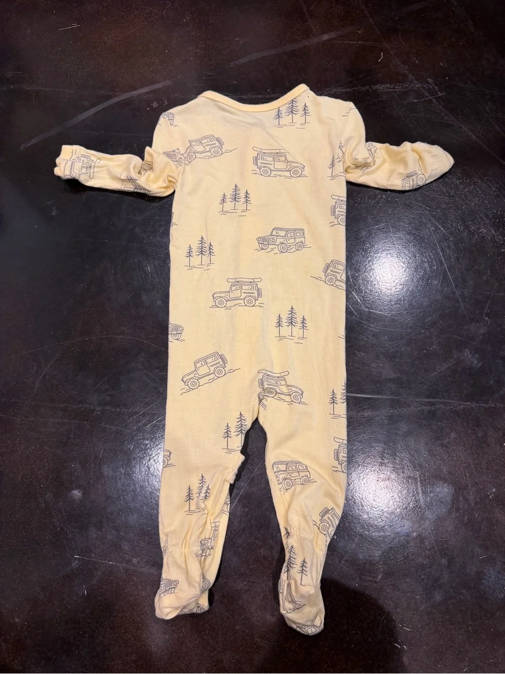 Silkberry Baby Bamboo Yellow Footed One-Piece Pajamas with Jeep Truck Print